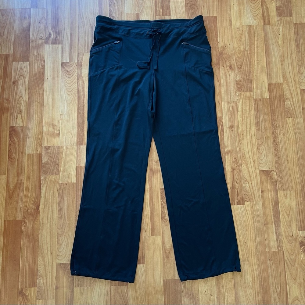 Hyba Black Stretch Nylon Wide Leg Athletic Pants Size XL